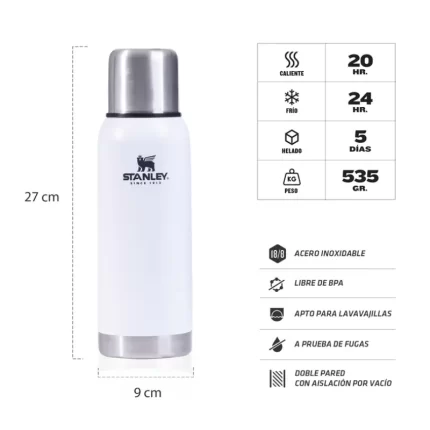 Características del Termo Stanley Adventure de 739 ml color polar