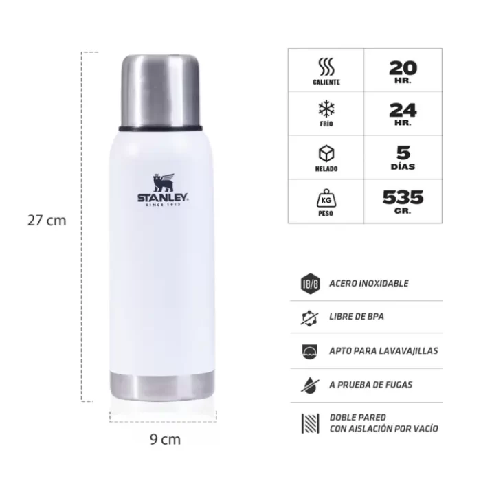 Características del Termo Stanley Adventure de 739 ml color polar