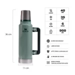 Características Termo Stanley Clásico 1.4 Lts C/ Tapón Cebador color verde
