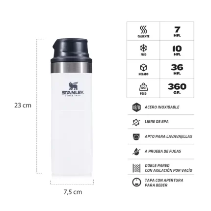 Características Vaso Térmico Stanley One Hand Action Trigger 473ml color polar