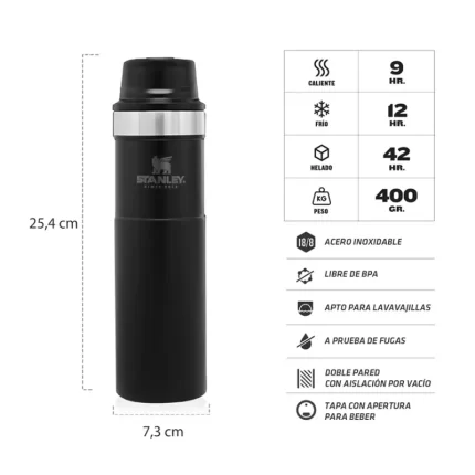 Características Vaso Térmico Stanley One Hand 591ml color negro
