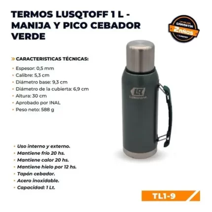 Características del Termo Lusqtoff Negro 1L Wes Merchandising